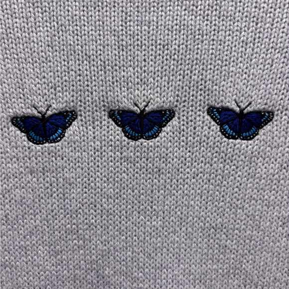 Aritzia Sunday Best Grey Crew Neck Sweater with butterfly embroidery size - Picture 7 of 10